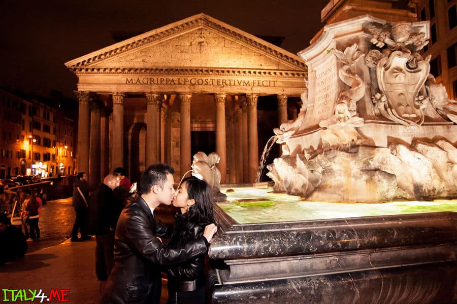 фотосессия в ночном Риме у Пантеона