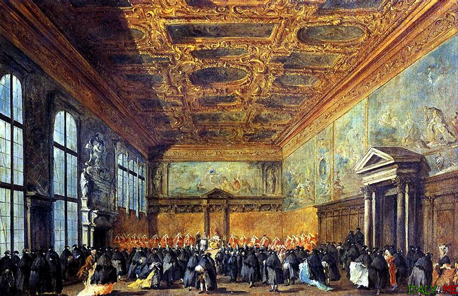 картина Франческо Гварди Аудиенция Дожа в зале совета во дворце Дожей
