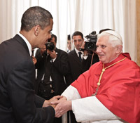 Папа Римский Бенедикт XVI и президент Америки Барак Обама