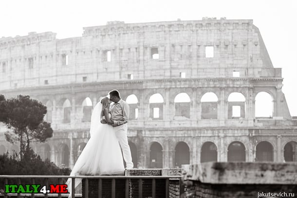 свадьба в Италии - фотосессия на фоне Колизея