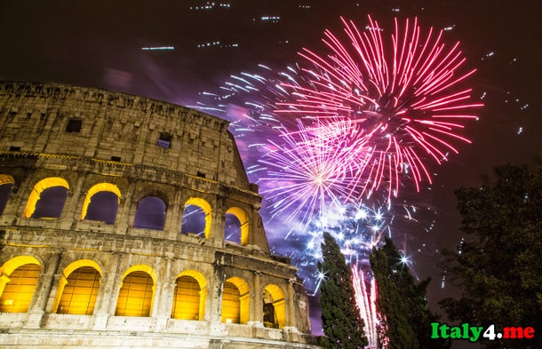 новый год салют Колизей Рим
