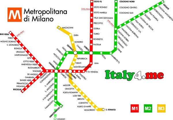 Милан метро схема план