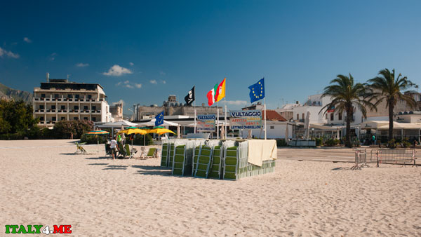 Sunbeds on the beach of San Vito Lo Capo