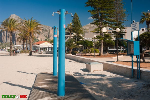 Fresh water shower on the beach of San Vito lo Capo