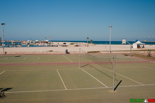 Sports volleyball and basketball court on the beach of San Vito lo Capo