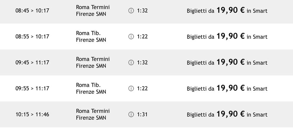 Расписание и цены билетов на поезда Рим Флоренция Италотрено