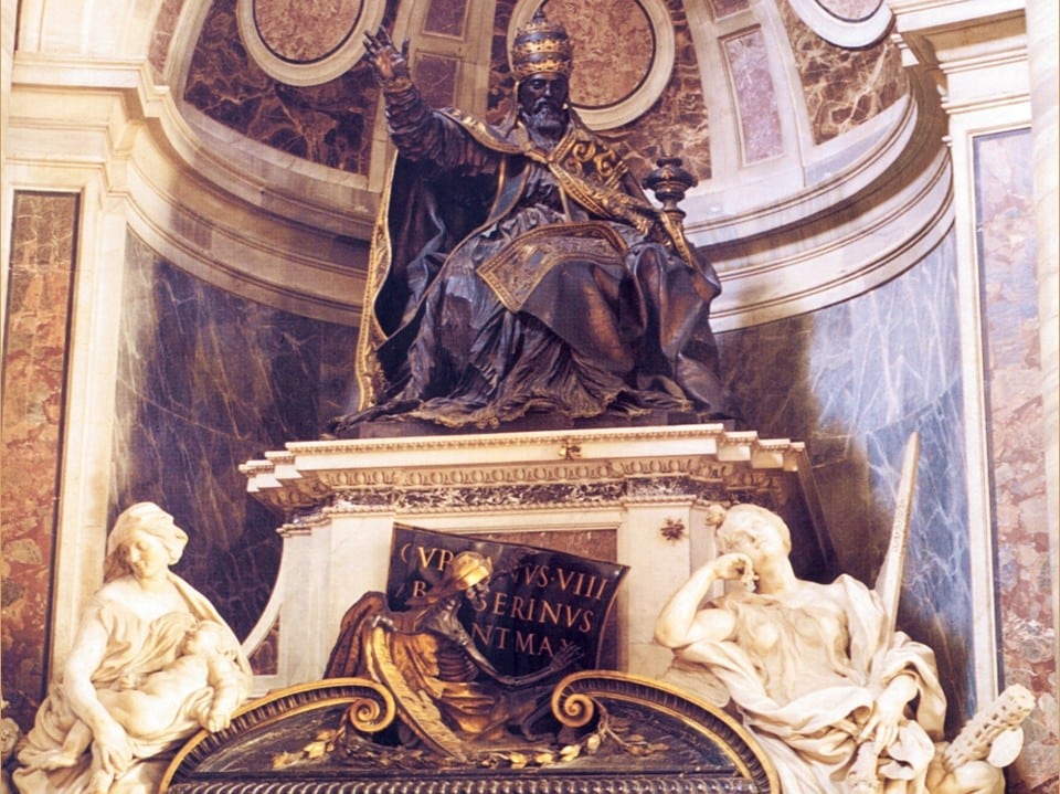 Tombstone of Pope Urban VIII designed by Bernini in St. Peter's Basilica Rome