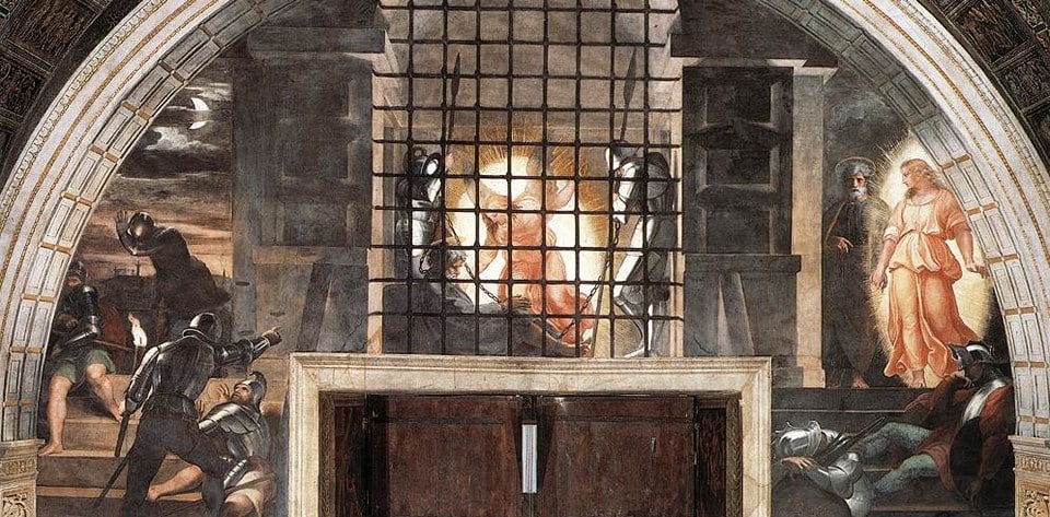 Fresco "Departure of the apostle Peter from prison" by Rafael Santi