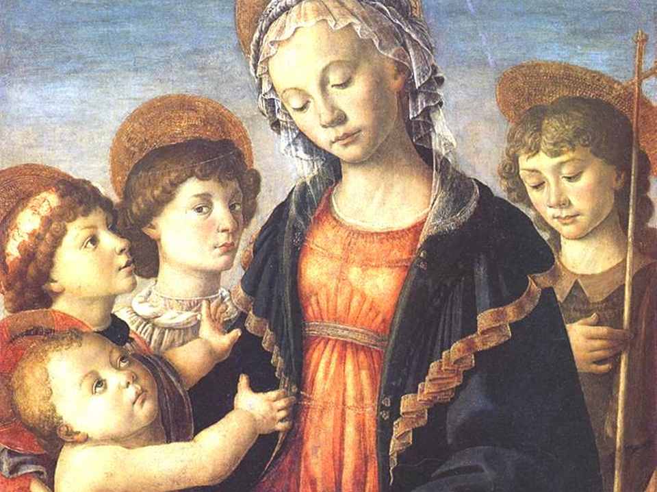Боттичелли «Мадонна с младенцем, двумя ангелами и Иоанном Крестителем» галерея Академии Флоренция