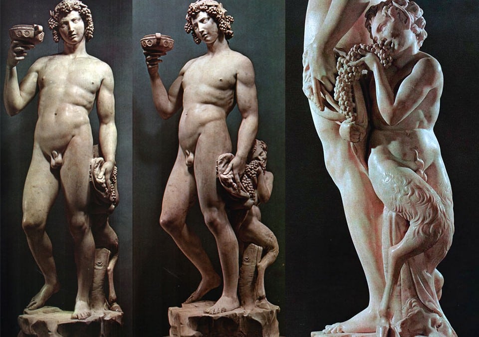 Sculpture of the drunken god of wine from marble "Bacchus" by Michelangelo