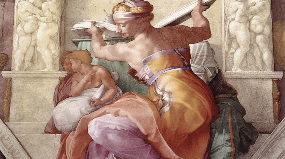 Fresco Libyan Sibyl by Michelangelo