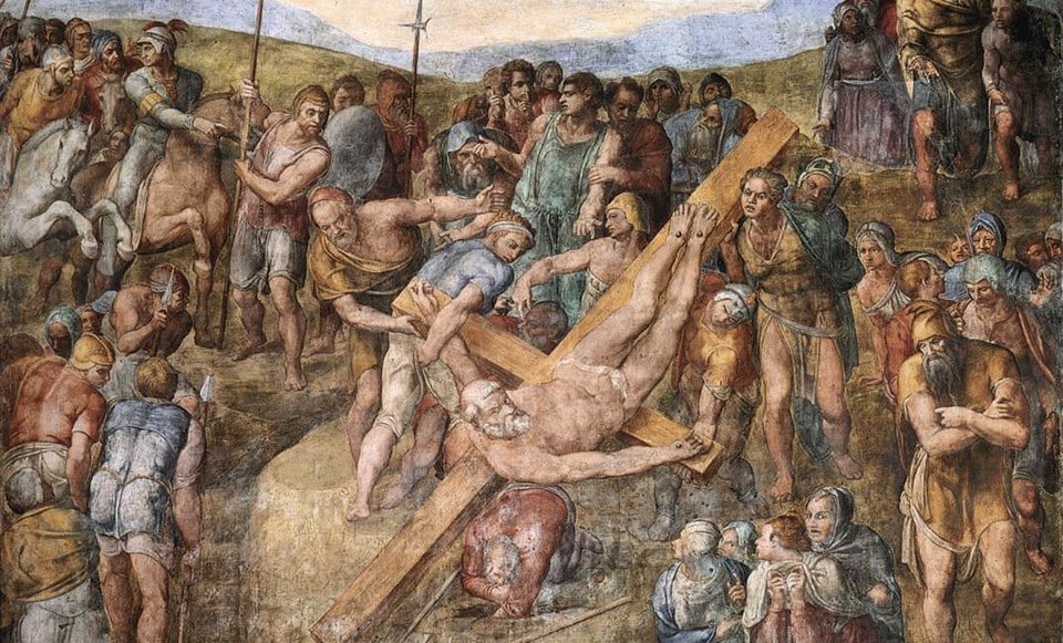 Fresco "Crucifixion of Saint Peter" by Michelangelo