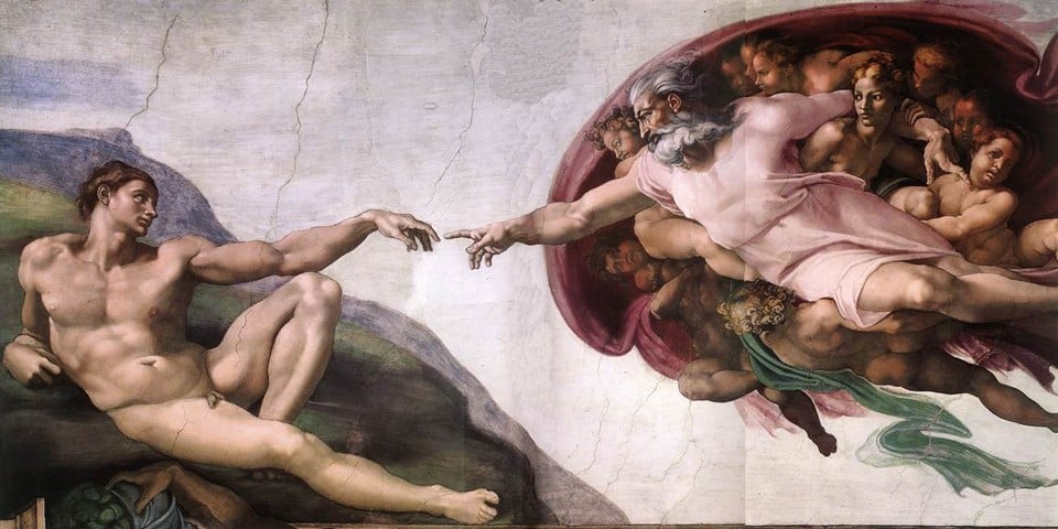 "Creation of Adam" fresco by Michelangelo in the Sistine Chapel