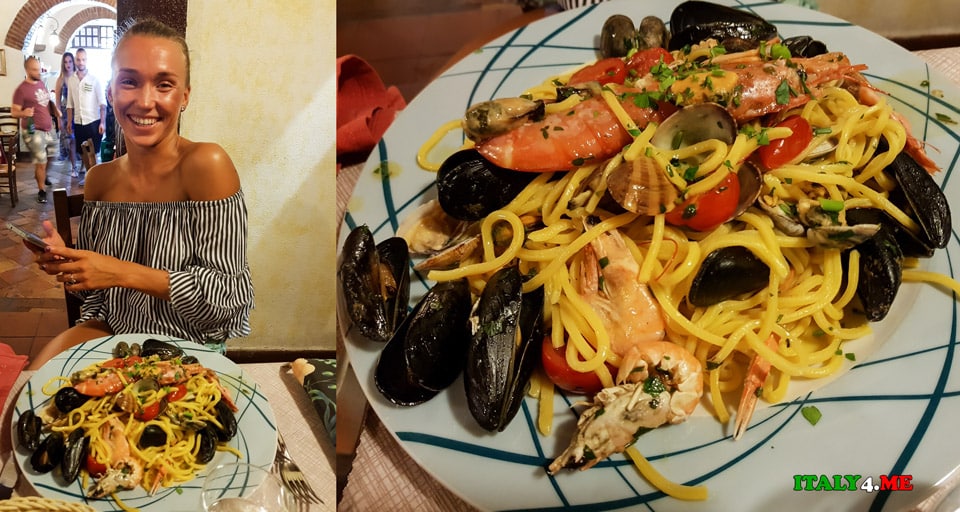 Паста с морепродуктами в ресторане Impiccetta в Риме