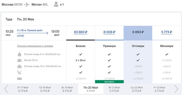Где дешево купить авиабилеты на прямой рейс в Милан из Москвы