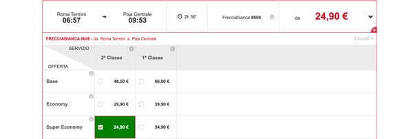 Расписание поездов из Рима в Пизу и цены билетов