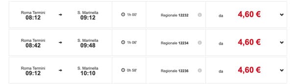 Рим Санта Маринелла расписание поездов