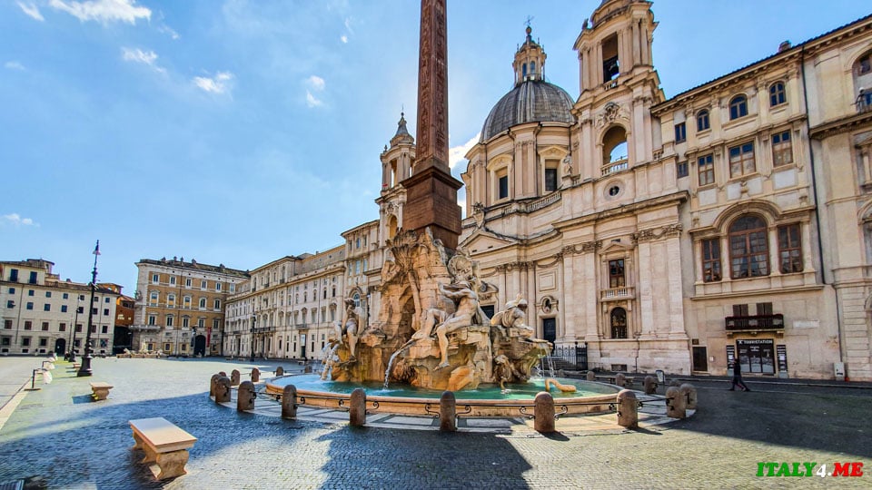 Площадь Навона в Риме карантин 2020 года