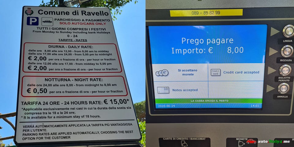Parking rates in Ravello Parking rates in Ravello