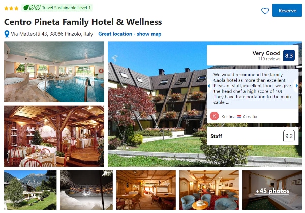 3-Star Hotel in Pinzolo Centro Pineta Family Hotel & Wellness