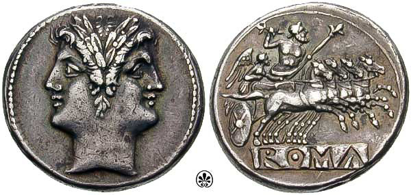 Бог Янус Римская монета 