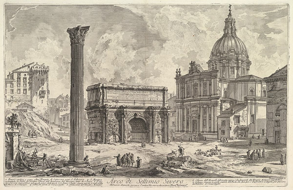 Гравюра Пиранези Триумфальная арка Септимия Севера (Arco di Settimio Severo) цикл Римские древности