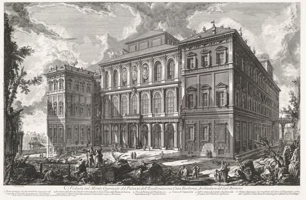 Гравюра Пиранези Палаццо Барберини (Palazzo Barberini) в Риме
