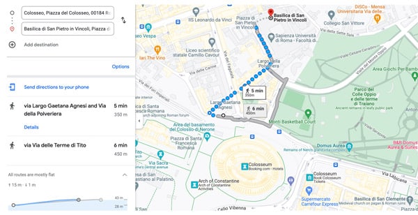 маршрут на карте как добраться Базилика Сан-Пьетро-ин-Винколи в Риме
