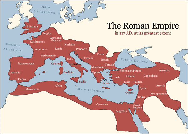 границы Римской Империи в 117 году нашей эры период наибольшего расцвета