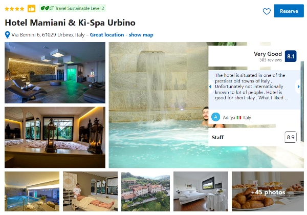 4 star Hotel in Urbino Mamiani & Kì-Spa on booking Hotel Mamiani & Kì-Spa, 4-star hotel in Urbino