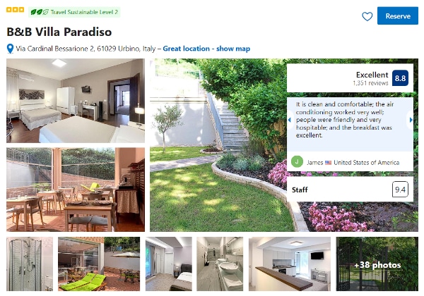 B&B in Urbino Villa Paradiso on booking Villa Paradiso, B&B in Urbino