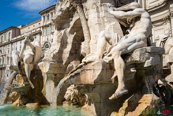 Fountain of the Four Rivers in Piazza Navona, Rome, designed by Bernini