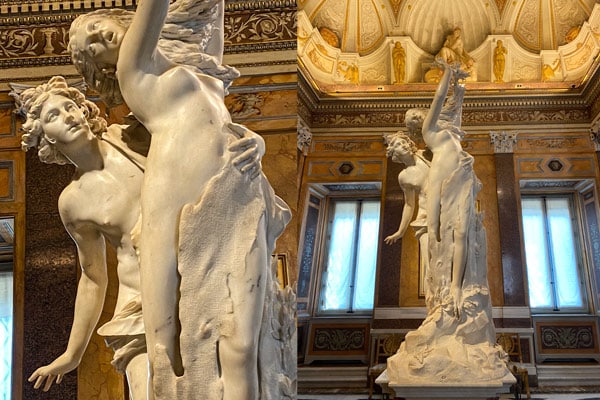 Sculpture of Apollo and Daphne by Bernini in the Borghese Gallery