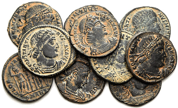 Бронзовые монеты Римский Император Константин Великий и его Сыновья 307-337 н.э.