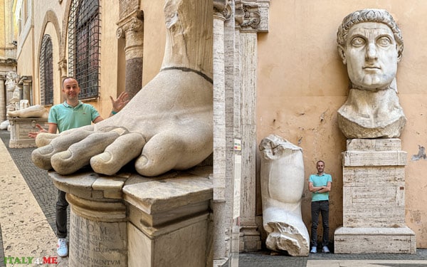 Император Константин Великий статуя голова и ступня в Капитолийских музеях в Риме