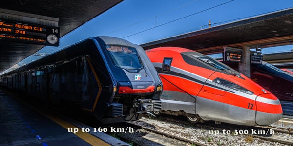 Сравнение Скорости регионального и скоростного поезда в Италии